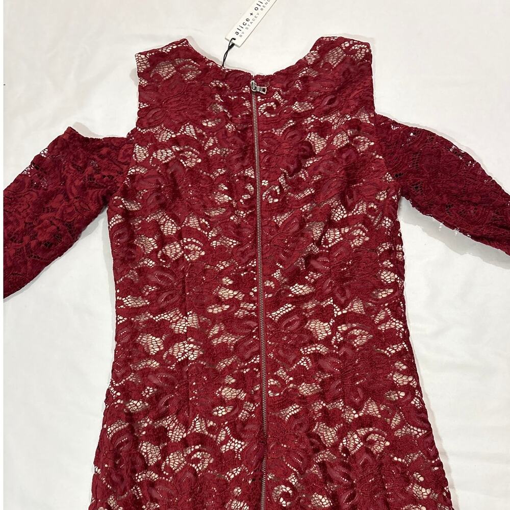 NWT Alice + Olivia Womens 12 Laila Cold Shoulder Floral Lace Sheath Dress Party - Picture 6 of 12